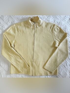 Faconnable Butter Yellow Zip-Front Sweatshirt Size Medium